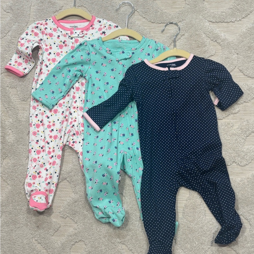Adorable Floral and Polka Dot Kids Footies Set